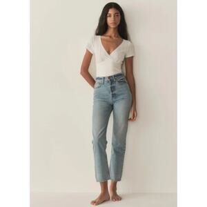 DOEN Sz M Medium Livia Tee T- Shirt Salt Pointelle